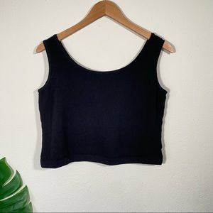 St. John Basics Black Knit Crop Tank Top Blouse Women's Size Small Minimalist
